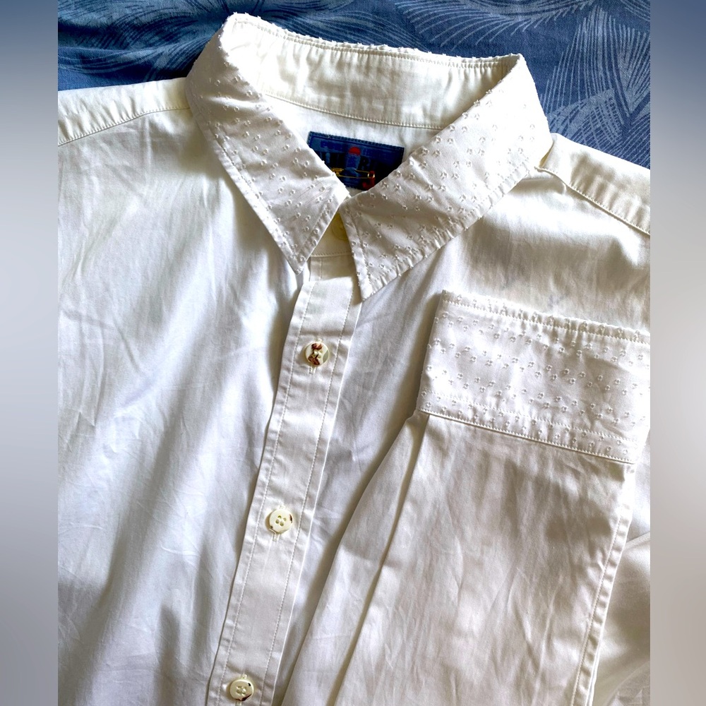 Blue Blue Japan White Shirt Boro Collar and Sleeves